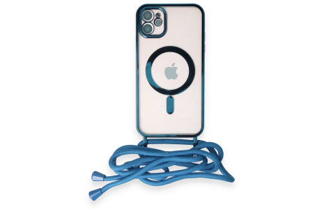 Newface iPhone 11 Kılıf Divo Lazer Askılı Magsafe Kapak - Sierra Blue