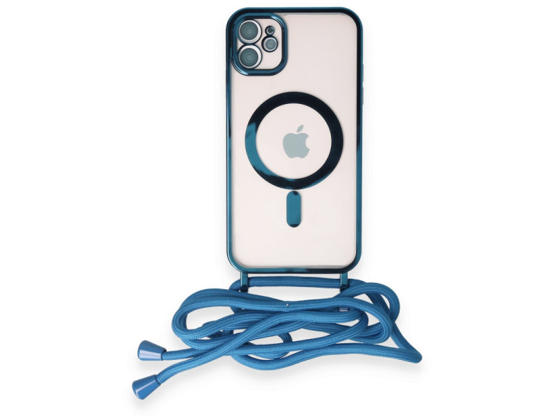 Newface iPhone 11 Kılıf Divo Lazer Askılı Magsafe Kapak - Sierra Blue