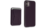 HDD iPhone 11 Kılıf HD Deri Luxury Magnet Kartvizitli Kapak - Derin Mor