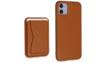 HDD iPhone 11 Kılıf HD Deri Luxury Magnet Kartvizitli Kapak - Kahverengi