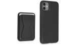 HDD iPhone 11 Kılıf HD Deri Luxury Magnet Kartvizitli Kapak - Siyah