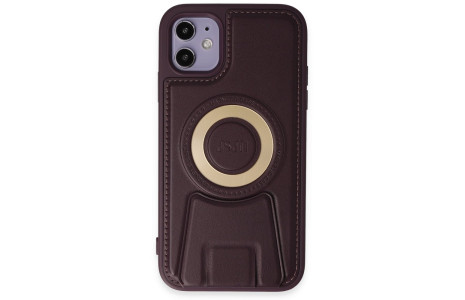 Newface iPhone 11 Kılıf Merkür Magneticsafe Standlı Kapak - Derin Mor