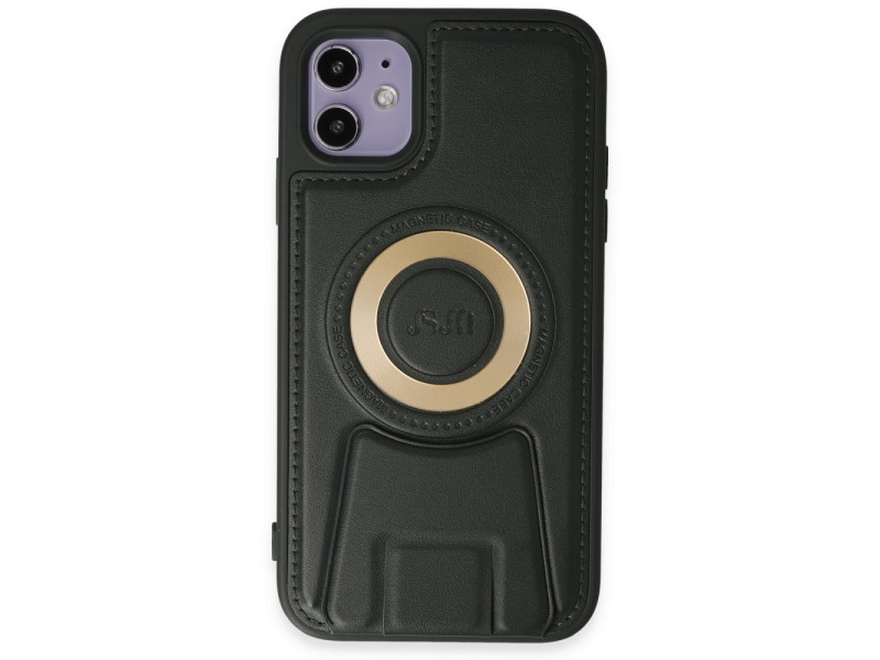 Newface iPhone 11 Kılıf Merkür Magneticsafe Standlı Kapak - Koyu Yeşil