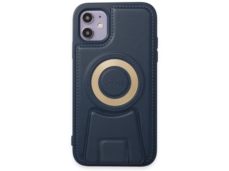 Newface iPhone 11 Kılıf Merkür Magneticsafe Standlı Kapak - Lacivert