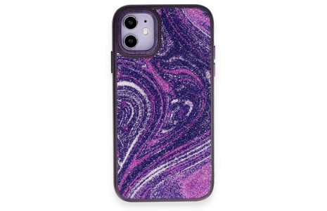 Newface iPhone 11 Kılıf Moda Simli Kapak - Derin Mor