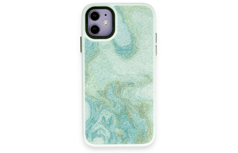Newface iPhone 11 Kılıf Moda Simli Kapak - Yeşil