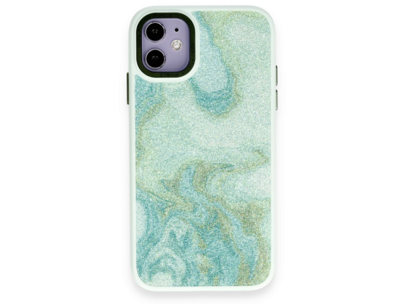 Newface iPhone 11 Kılıf Moda Simli Kapak - Yeşil