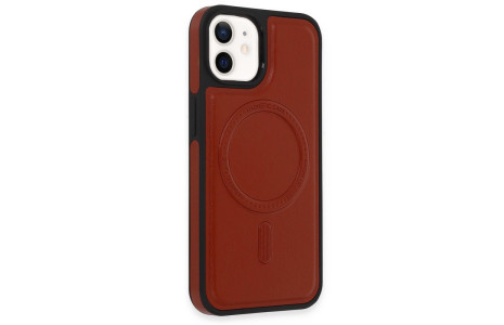 Newface iPhone 11 Kılıf Ozzi Magsafe Deri Kapak - Kırmızı