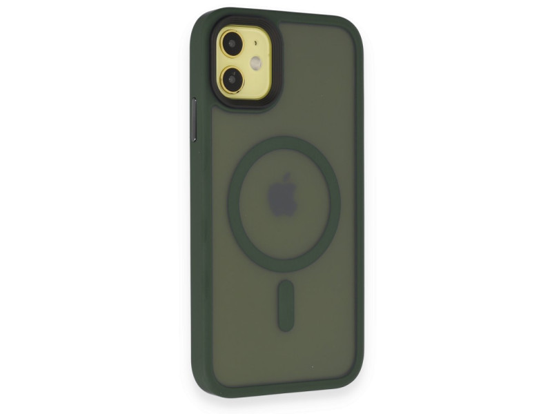 Newface iPhone 11 Kılıf Trex Magneticsafe Kapak - Koyu Yeşil
