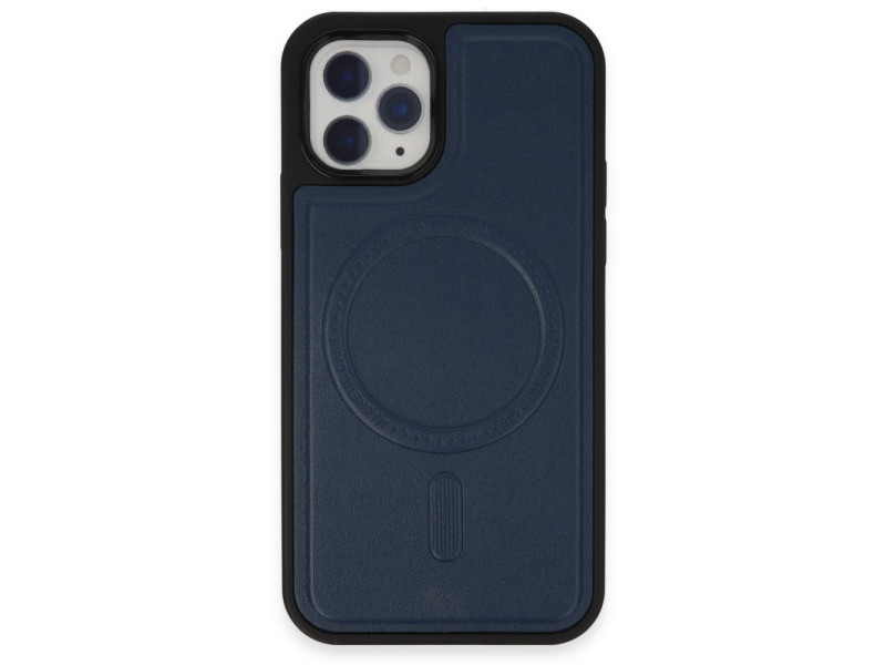Newface iPhone 11 Pro Kılıf Ozzi Magsafe Deri Kapak - Lacivert