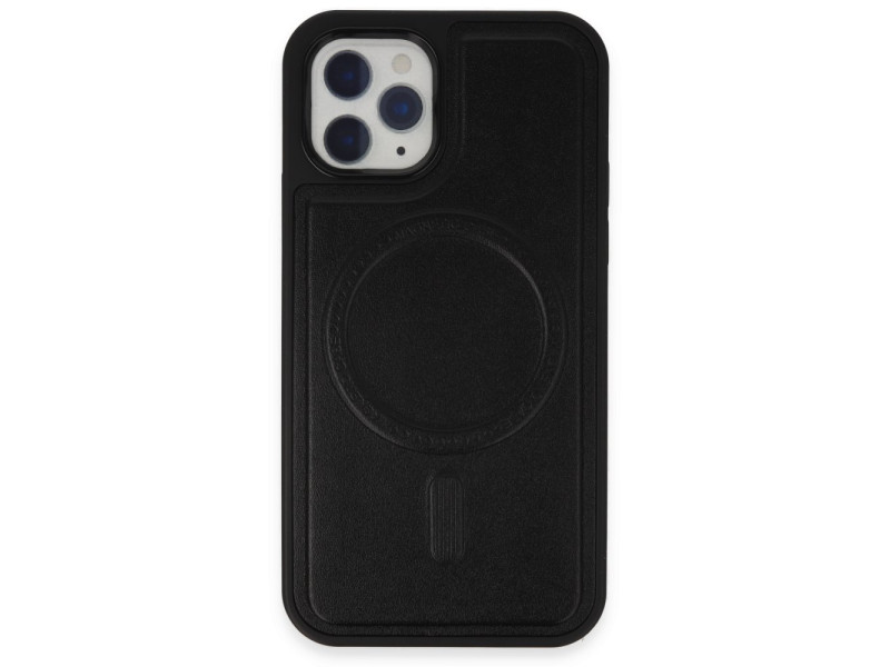 Newface iPhone 11 Pro Kılıf Ozzi Magsafe Deri Kapak - Siyah