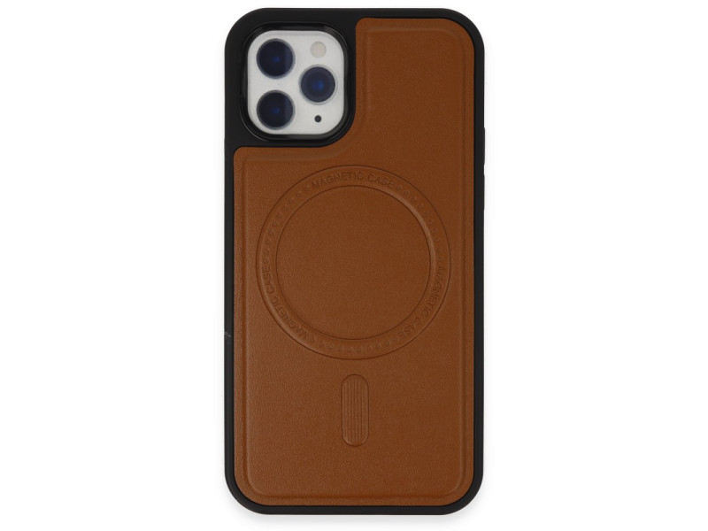 Newface iPhone 11 Pro Kılıf Ozzi Magsafe Deri Kapak - Taba