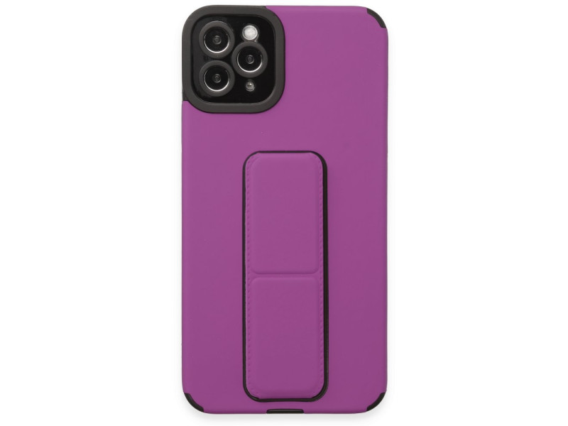 Newface iPhone 11 Pro Max Kılıf Mega Standlı Silikon - Mor