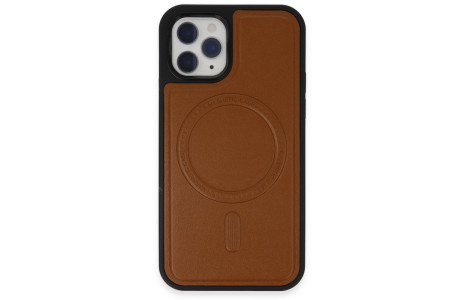 Newface iPhone 11 Pro Max Kılıf Ozzi Magsafe Deri Kapak - Taba
