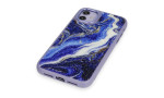 Newface iPhone 12 Kılıf Moda Simli Kapak - Mavi
