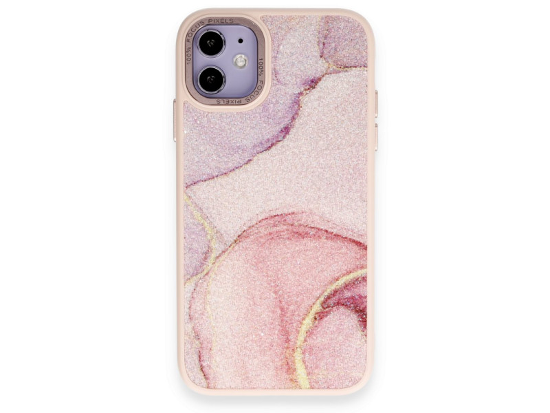 Newface iPhone 12 Kılıf Moda Simli Kapak - Rose
