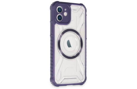 Newface iPhone 12 Kılıf Prag Magneticsafe Kapak - Derin Mor