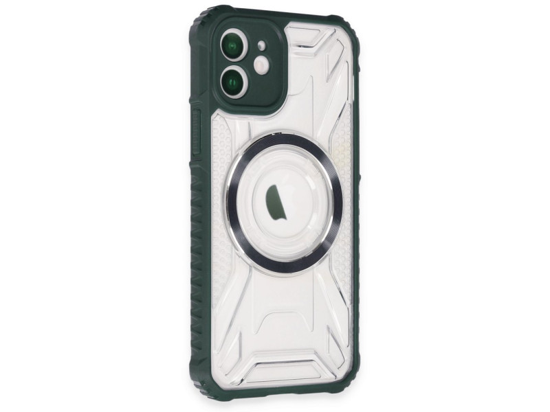 Newface iPhone 12 Kılıf Prag Magneticsafe Kapak - Koyu Yeşil