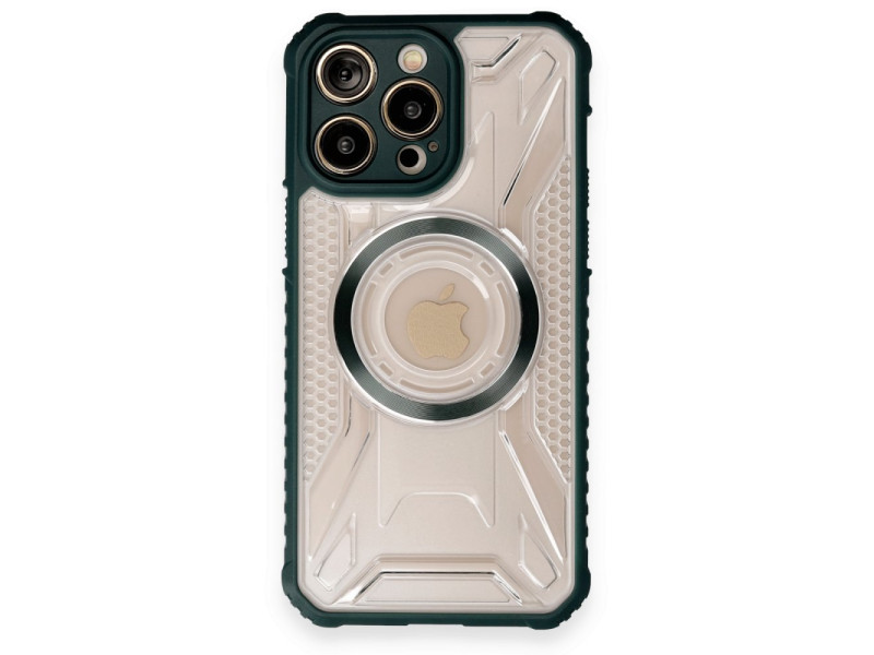 Newface iPhone 12 Pro Kılıf Prag Magneticsafe Kapak - Koyu Yeşil