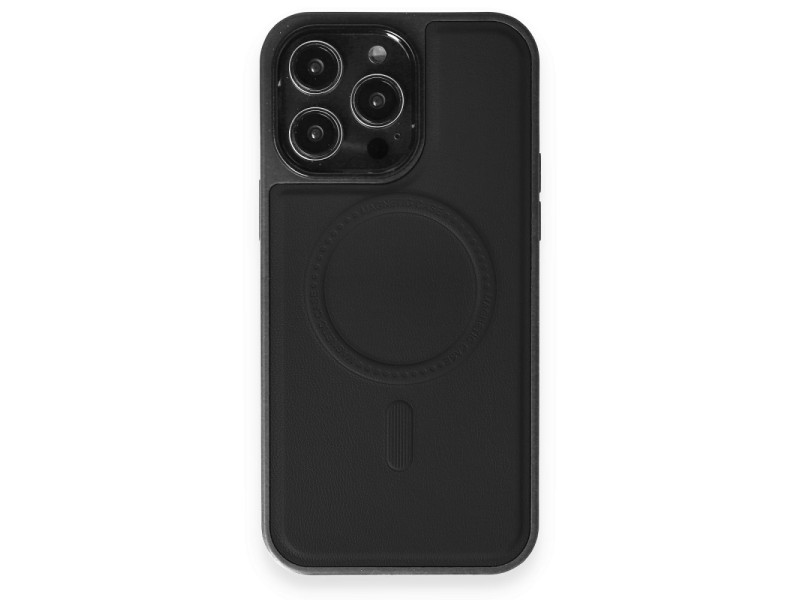 Newface iPhone 12 Pro Max Kılıf Ozzi Magsafe Deri Kapak - Siyah