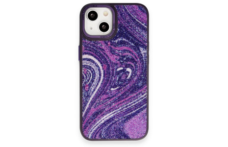 Newface iPhone 13 Kılıf Moda Simli Kapak - Derin Mor