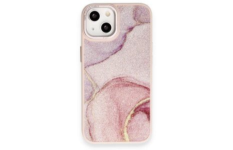 Newface iPhone 13 Kılıf Moda Simli Kapak - Rose