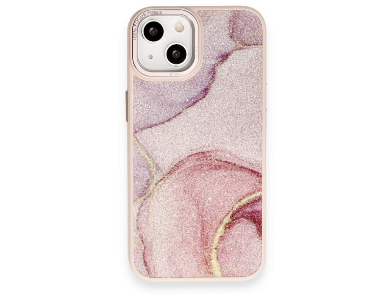 Newface iPhone 13 Kılıf Moda Simli Kapak - Rose