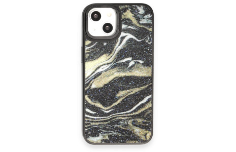 Newface iPhone 13 Kılıf Moda Simli Kapak - Siyah