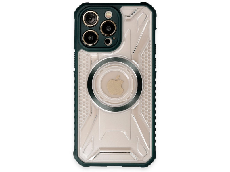 Newface iPhone 13 Pro Max Kılıf Prag Magneticsafe Kapak - Koyu Yeşil