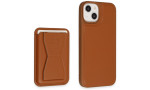 HDD iPhone 14 Kılıf HD Deri Luxury Magnet Kartvizitli Kapak - Kahverengi