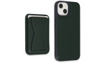 HDD iPhone 14 Kılıf HD Deri Luxury Magnet Kartvizitli Kapak - Koyu Yeşil