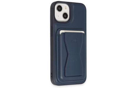 HDD iPhone 14 Kılıf HD Deri Luxury Magnet Kartvizitli Kapak - Lacivert