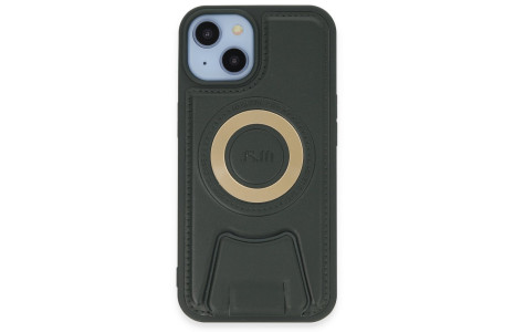 Newface iPhone 14 Kılıf Merkür Magneticsafe Standlı Kapak - Koyu Yeşil