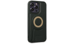 Newface iPhone 14 Pro Kılıf Merkür Magneticsafe Standlı Kapak - Koyu Yeşil