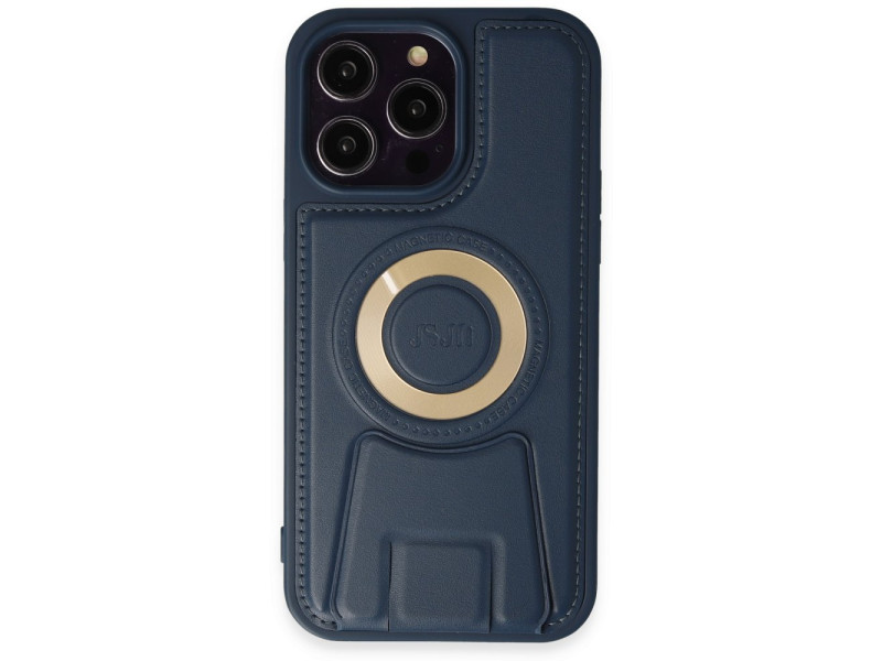 Newface iPhone 14 Pro Kılıf Merkür Magneticsafe Standlı Kapak - Lacivert
