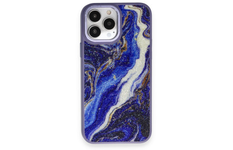 Newface iPhone 14 Pro Kılıf Moda Simli Kapak - Mavi