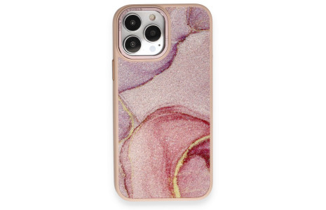 Newface iPhone 14 Pro Kılıf Moda Simli Kapak - Rose
