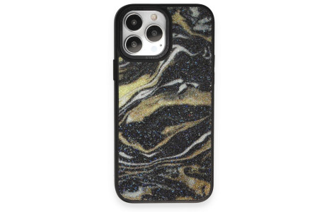 Newface iPhone 14 Pro Kılıf Moda Simli Kapak - Siyah