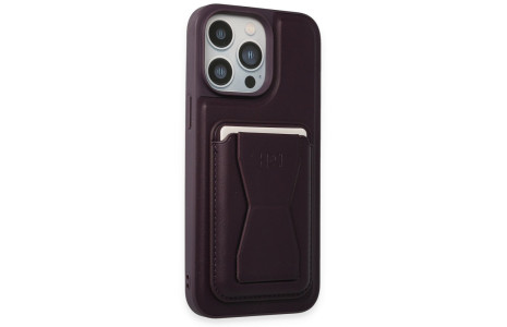 HDD iPhone 14 Pro Max Kılıf HD Deri Luxury Magnet Kartvizitli Kapak - Derin Mor
