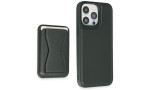 HDD iPhone 14 Pro Max Kılıf HD Deri Luxury Magnet Kartvizitli Kapak - Koyu Yeşil