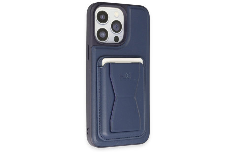 HDD iPhone 14 Pro Max Kılıf HD Deri Luxury Magnet Kartvizitli Kapak - Lacivert