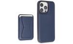HDD iPhone 14 Pro Max Kılıf HD Deri Luxury Magnet Kartvizitli Kapak - Lacivert