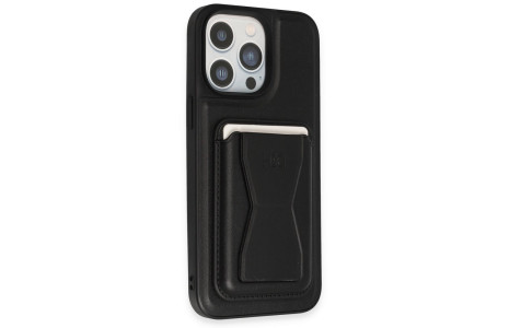 HDD iPhone 14 Pro Max Kılıf HD Deri Luxury Magnet Kartvizitli Kapak - Siyah
