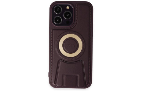 Newface iPhone 14 Pro Max Kılıf Merkür Magneticsafe Standlı Kapak - Derin Mor