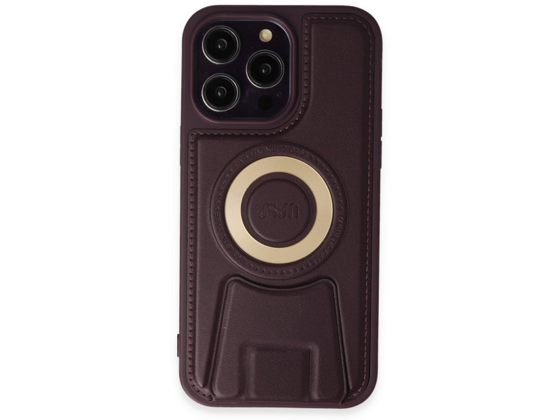 Newface iPhone 14 Pro Max Kılıf Merkür Magneticsafe Standlı Kapak - Derin Mor