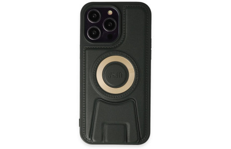 Newface iPhone 14 Pro Max Kılıf Merkür Magneticsafe Standlı Kapak - Koyu Yeşil
