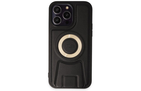Newface iPhone 14 Pro Max Kılıf Merkür Magneticsafe Standlı Kapak - Siyah