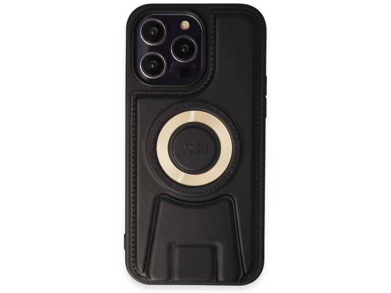Newface iPhone 14 Pro Max Kılıf Merkür Magneticsafe Standlı Kapak - Siyah