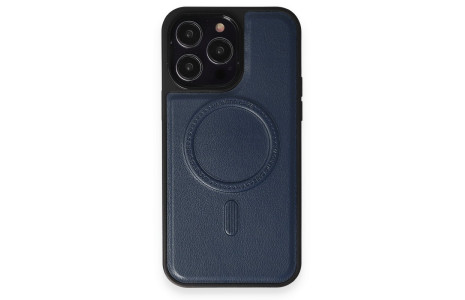 Newface iPhone 14 Pro Max Kılıf Ozzi Magsafe Deri Kapak - Lacivert