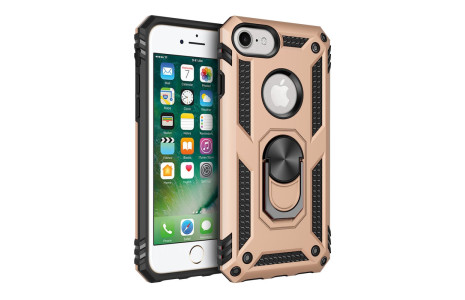 Newface iPhone SE 2020 Kılıf Sofya Yüzüklü Silikon Kapak - Gold